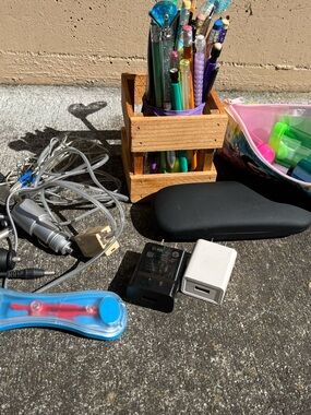 Wooden Desk Pen Holder with Colorful Pens